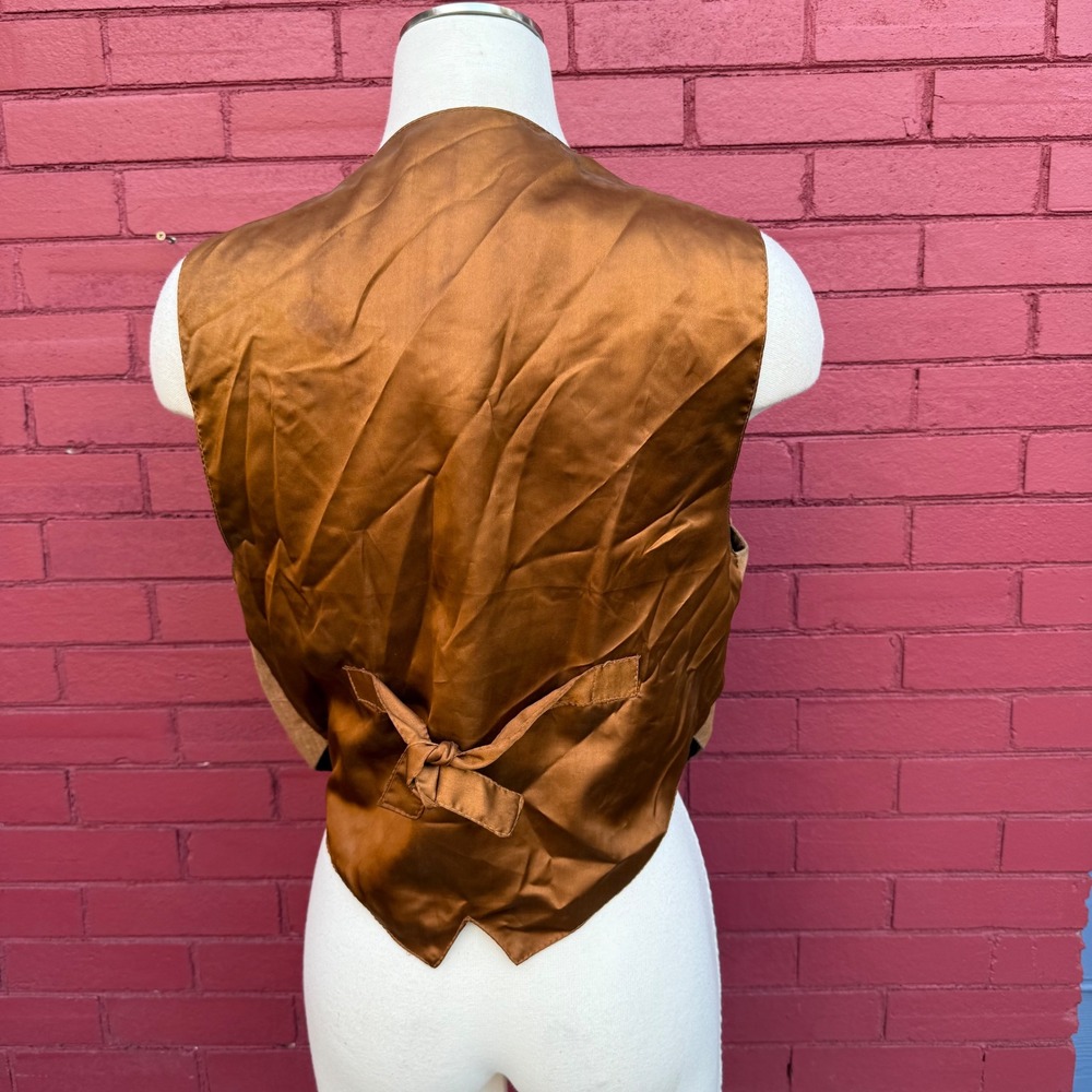 Vtg Mona Mode Suede Fringe Vest Womens Medium Brown Western Boho Cowboy Hippie - Picture 8 of 10